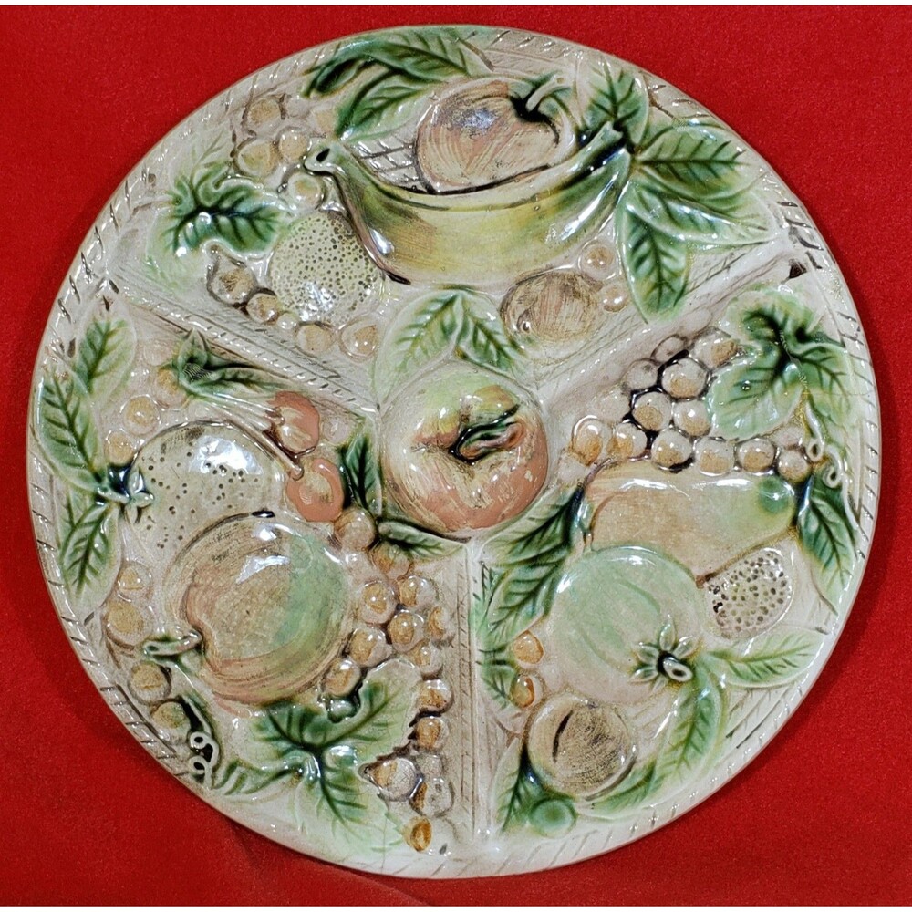 Fruit Cheese Serving Platter Dish Plate Divided Ceramic Vintage Tilso 54/28